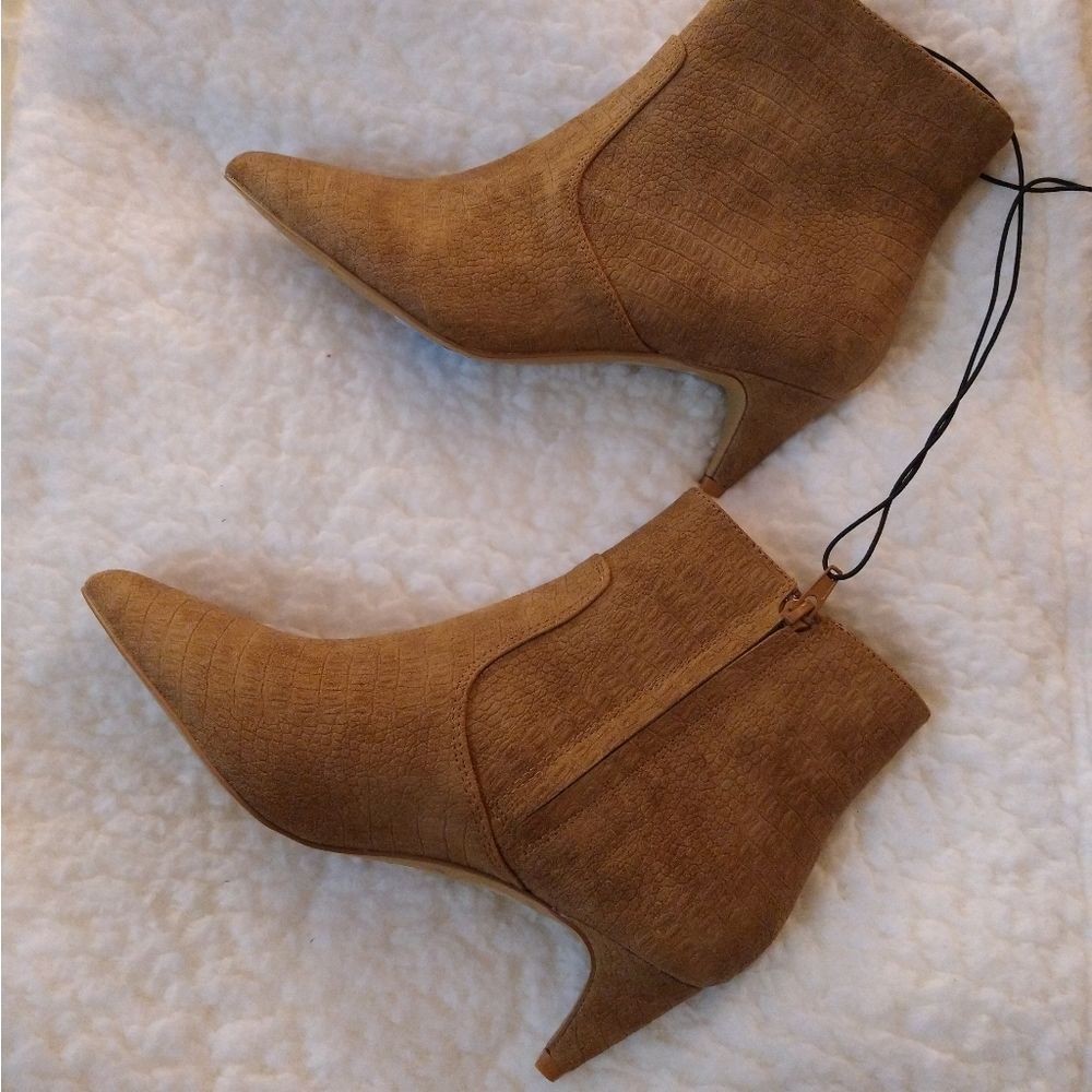 Express Tan Ankle Kitten Heel Boots